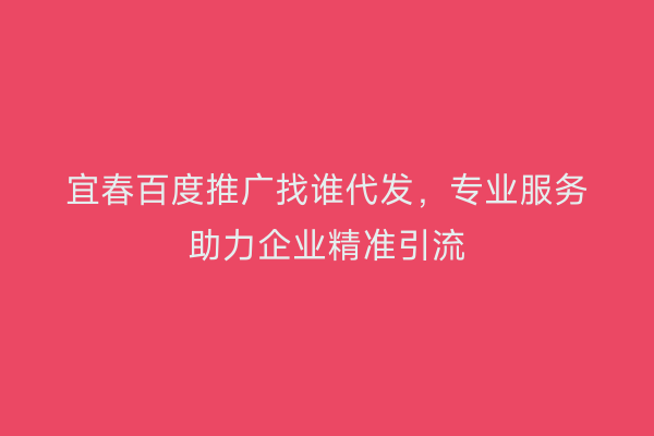 宜春百度推广找谁代发,专业服务助力企业精准引流