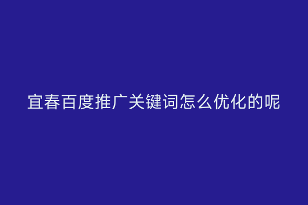 宜春百度推广关键词怎么优化的呢
