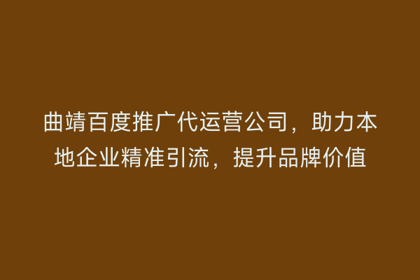 曲靖百度推广代运营公司,助力本地企业精准引流,提升品牌价值