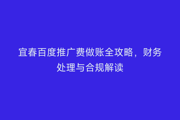 宜春百度推广费做账全攻略,财务处理与合规解读