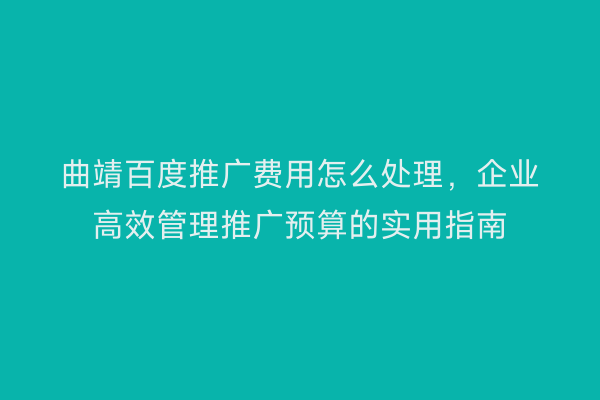 曲靖百度推广费用怎么处理,企业高效管理推广预算的实用指南