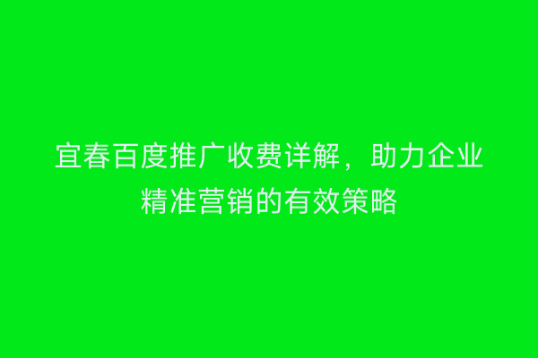 宜春百度推广收费详解，助力企业精准营销的有效策略