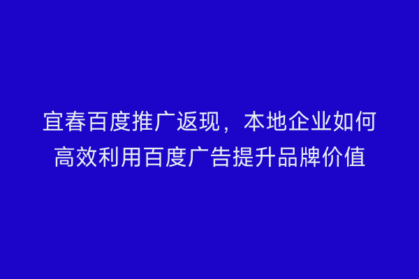 宜春百度推广返现,本地企业如何高效利用百度广告提升品牌价值