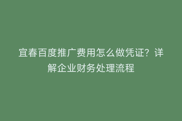 宜春百度推广费用怎么做凭证？详解企业财务处理流程