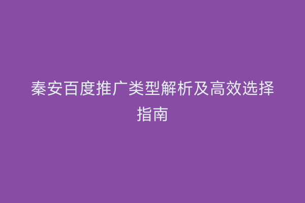 秦安百度推广类型解析及高效选择指南
