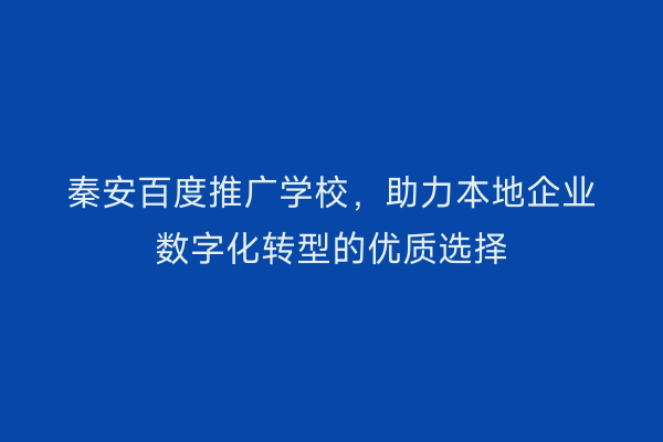 秦安百度推广学校,助力本地企业数字化转型的优质选择