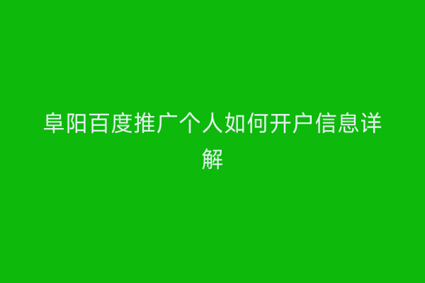 阜阳百度推广个人如何开户信息详解