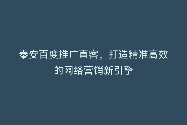 秦安百度推广直客,打造精准高效的网络营销新引擎