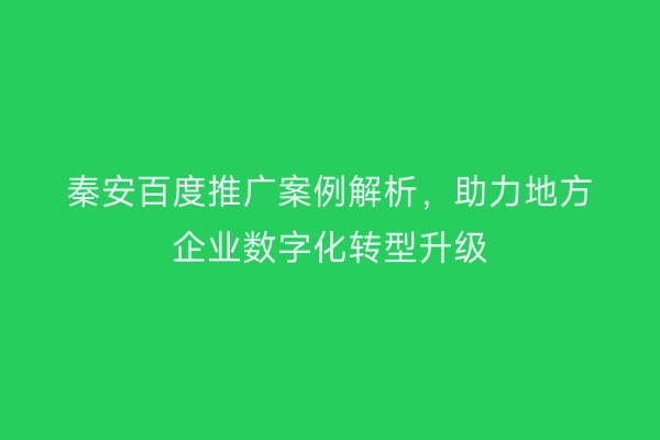 秦安百度推广案例解析,助力地方企业数字化转型升级