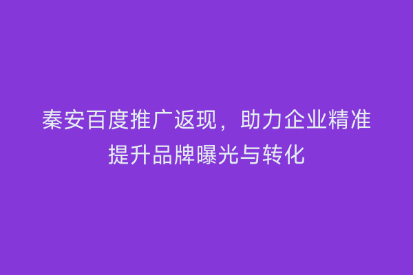 秦安百度推广返现,助力企业精准提升品牌曝光与转化