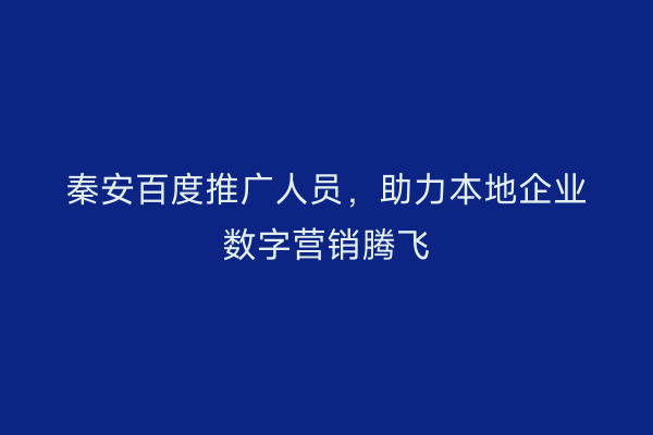 秦安百度推广人员,助力本地企业数字营销腾飞