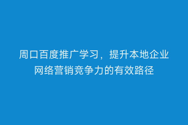 周口百度推广学习,提升本地企业网络营销竞争力的有效路径