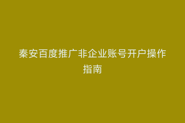 秦安百度推广非企业账号开户操作指南