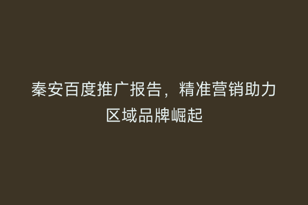 秦安百度推广报告,精准营销助力区域品牌崛起