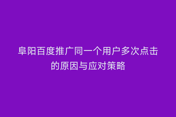 阜阳百度推广同一个用户多次点击的原因与应对策略