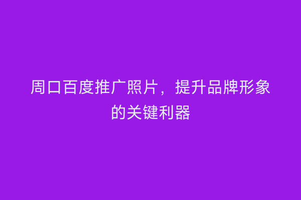 周口百度推广照片,提升品牌形象的关键利器