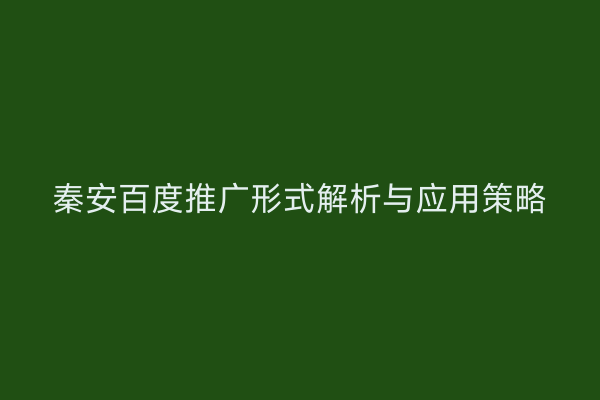 秦安百度推广形式解析与应用策略
