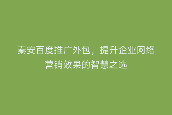 秦安百度推广外包,提升企业网络营销效果的智慧之选