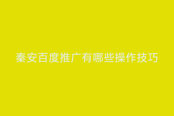 秦安百度推广有哪些操作技巧