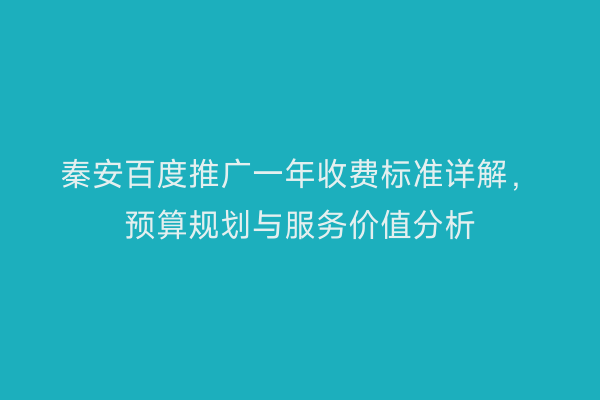 秦安百度推广一年收费标准详解，预算规划与服务价值分析
