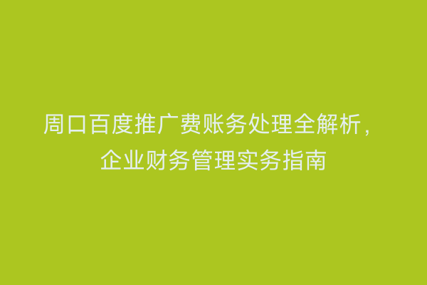 周口百度推广费账务处理全解析，企业财务管理实务指南
