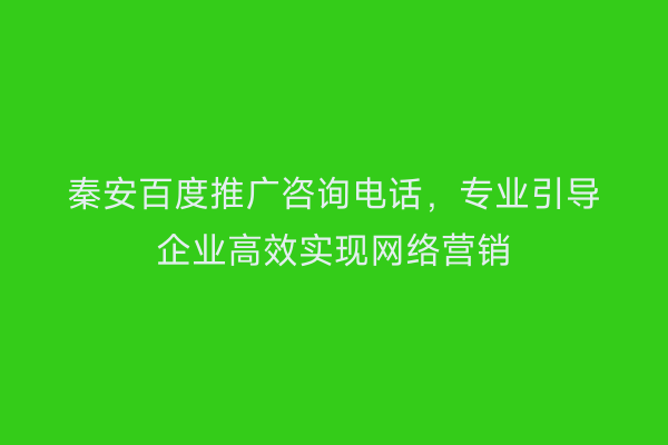 秦安百度推广咨询电话，专业引导企业高效实现网络营销