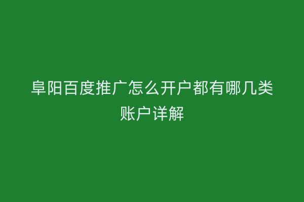 阜阳百度推广怎么开户都有哪几类账户详解