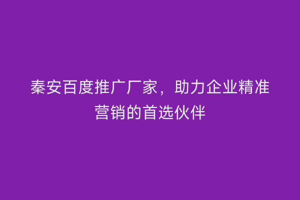 秦安百度推广厂家，助力企业精准营销的首选伙伴