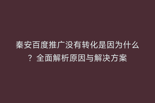 秦安百度推广没有转化是因为什么?全面解析原因与解决方案