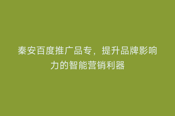 秦安百度推广品专,提升品牌影响力的智能营销利器