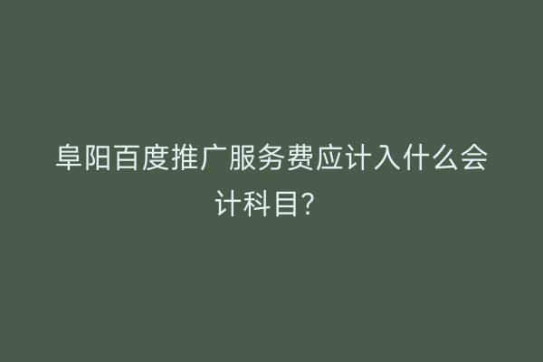 阜阳百度推广服务费应计入什么会计科目?