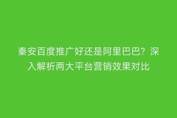 秦安百度推广好还是阿里巴巴?深入解析两大平台营销效果对比