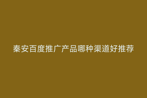 秦安百度推广产品哪种渠道好推荐