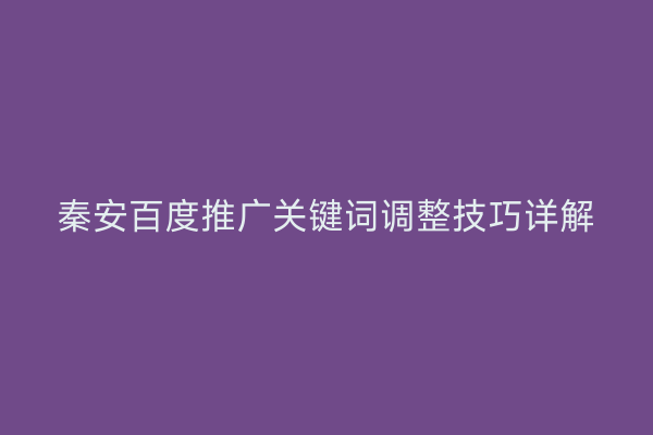 秦安百度推广关键词调整技巧详解