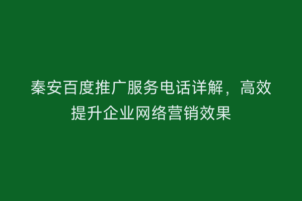 秦安百度推广服务电话详解,高效提升企业网络营销效果