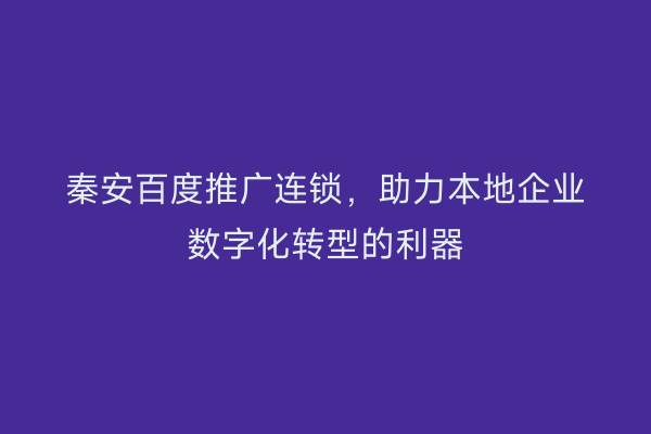 秦安百度推广连锁,助力本地企业数字化转型的利器