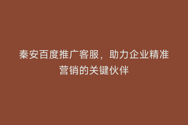 秦安百度推广客服,助力企业精准营销的关键伙伴