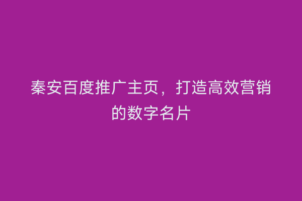 秦安百度推广主页,打造高效营销的数字名片