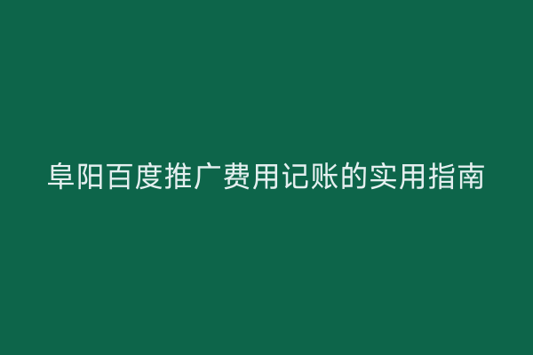 阜阳百度推广费用记账的实用指南