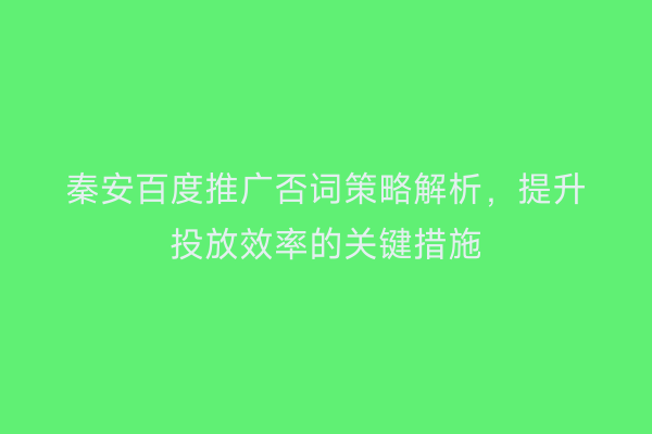 秦安百度推广否词策略解析,提升投放效率的关键措施