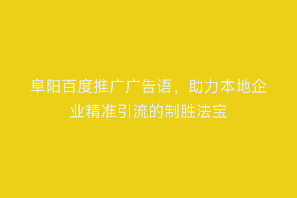 阜阳百度推广广告语,助力本地企业精准引流的制胜法宝