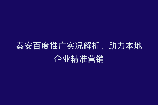 秦安百度推广实况解析,助力本地企业精准营销