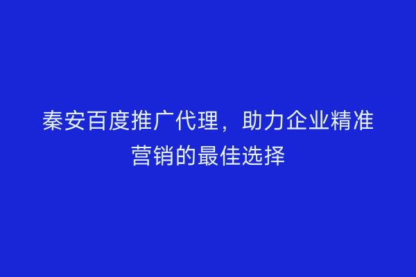 秦安百度推广代理，助力企业精准营销的最佳选择