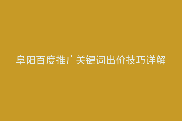 阜阳百度推广关键词出价技巧详解