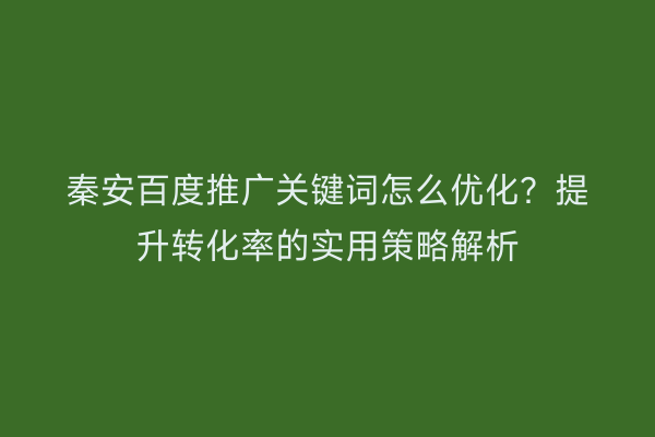 秦安百度推广关键词怎么优化?提升转化率的实用策略解析