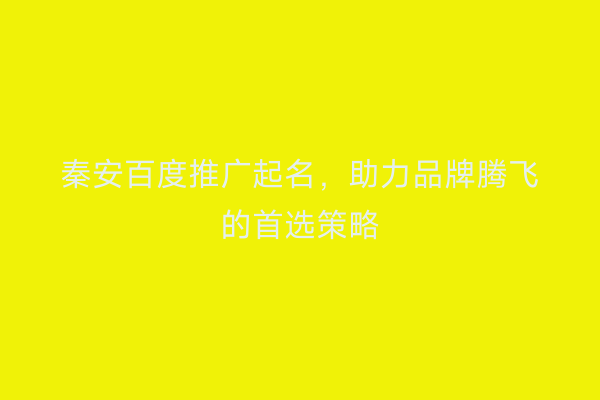 秦安百度推广起名,助力品牌腾飞的首选策略