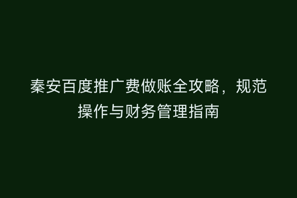 秦安百度推广费做账全攻略,规范操作与财务管理指南