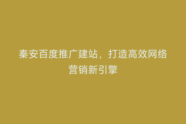 秦安百度推广建站,打造高效网络营销新引擎