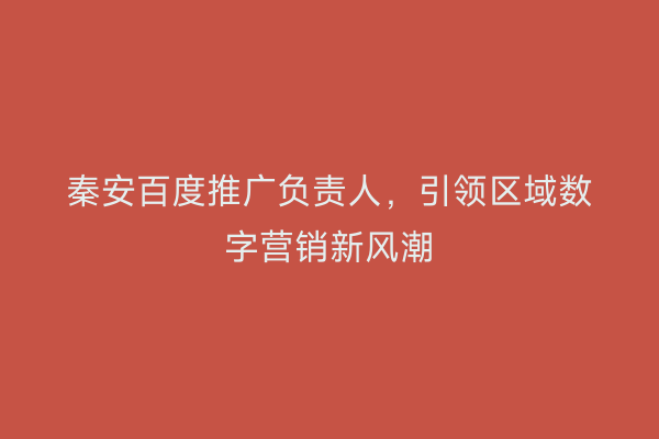 秦安百度推广负责人,引领区域数字营销新风潮