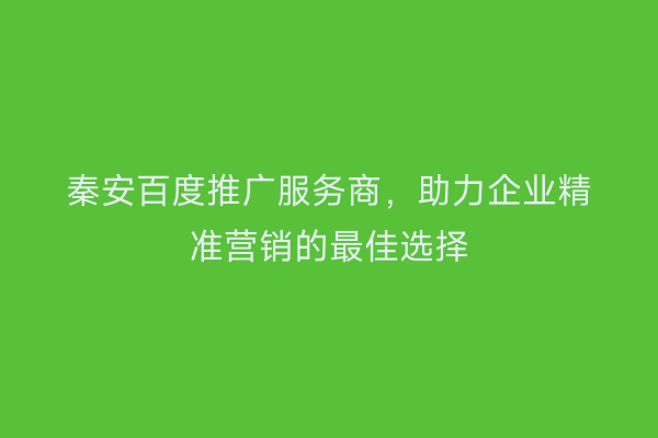 秦安百度推广服务商,助力企业精准营销的最佳选择